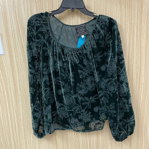 Johnny Was green velour top size small - Picture 1 of 5